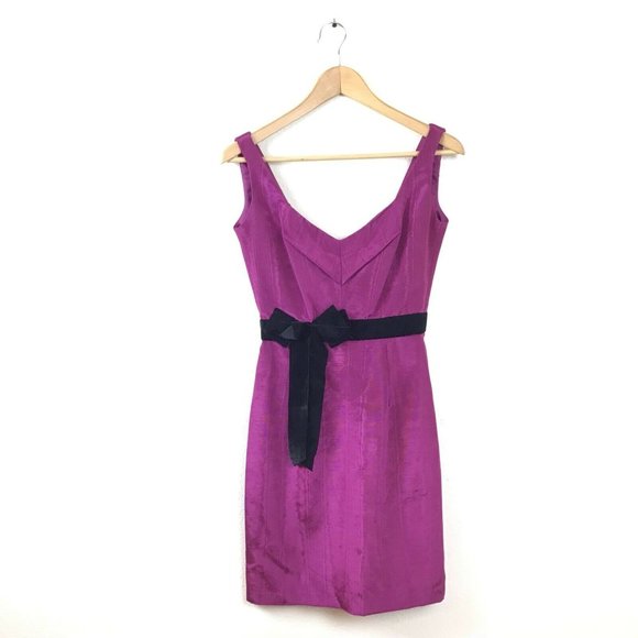 BADGLEY MISCHKA PINK/BLACK V-NECK DRESS SIZE 2-EUC - Picture 1 of 8